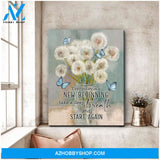Beautiful Butterfly and Dandelion Canvas Every Day Is A New Beginning Couple Wall Art Decor