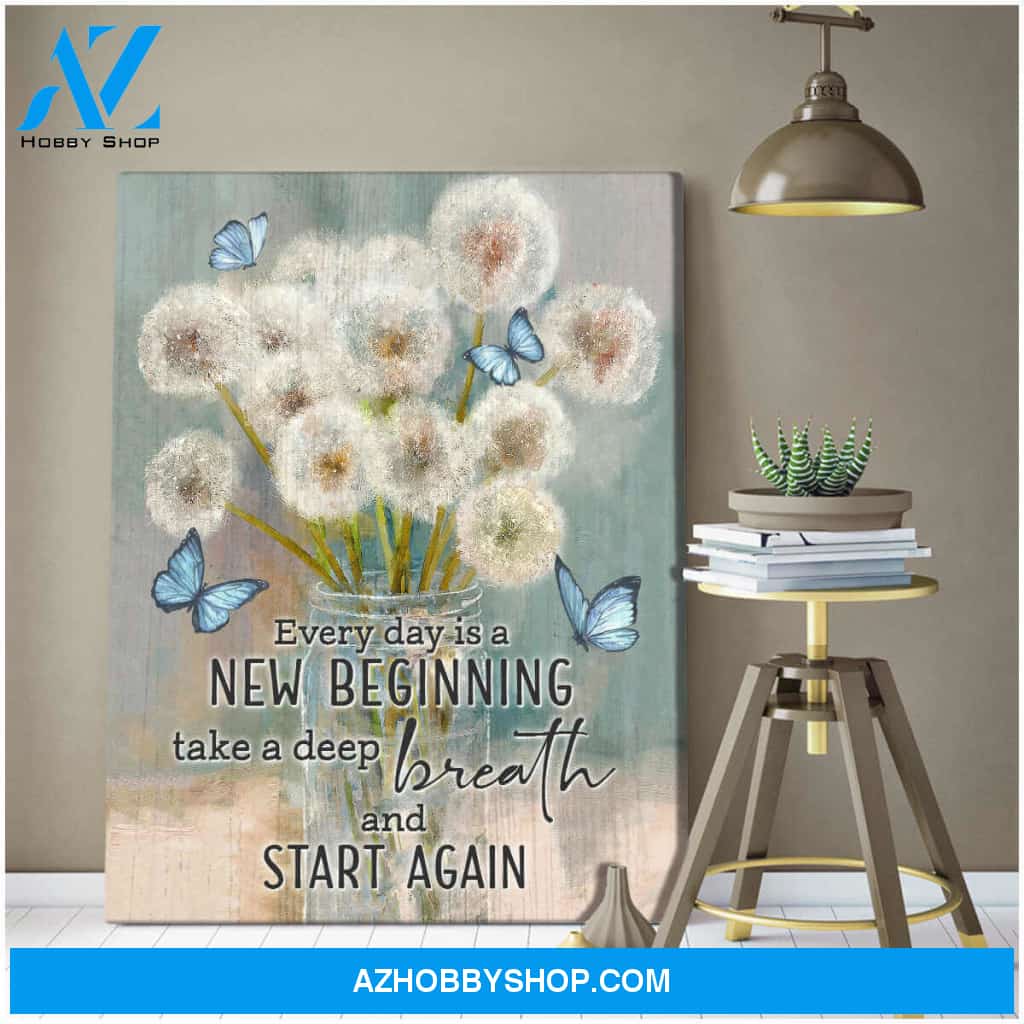 Beautiful Butterfly and Dandelion Canvas Every Day Is A New Beginning Couple Wall Art Decor