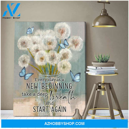 Beautiful Butterfly and Dandelion Canvas Every Day Is A New Beginning Couple Wall Art Decor