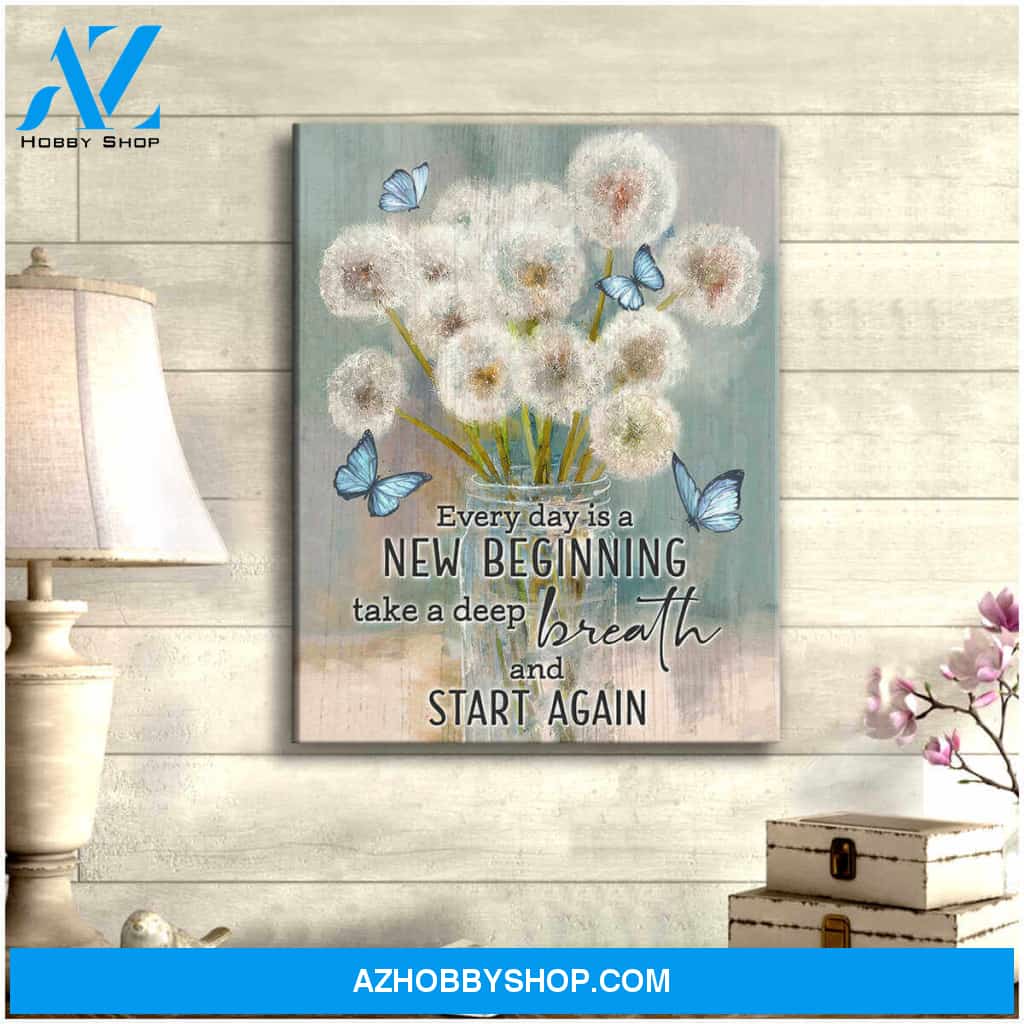 Beautiful Butterfly and Dandelion Canvas Every Day Is A New Beginning Couple Wall Art Decor