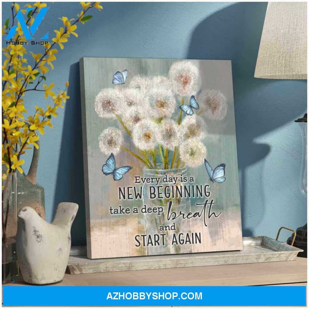 Beautiful Butterfly and Dandelion Canvas Every Day Is A New Beginning Couple Wall Art Decor