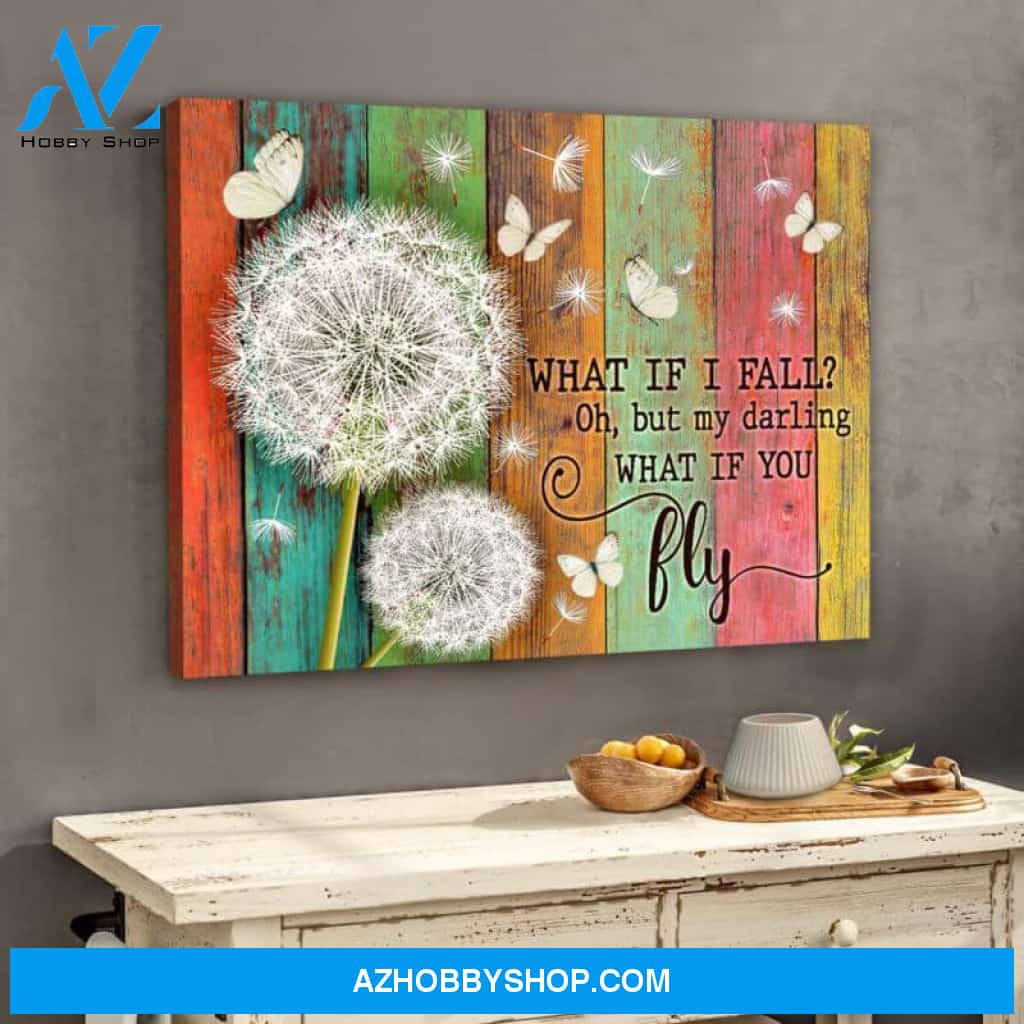 Butterfly Canvas Wall Art- Beautiful Butterfly And Dandelion Canvas What If You Fly Wall Art Decor Canvas