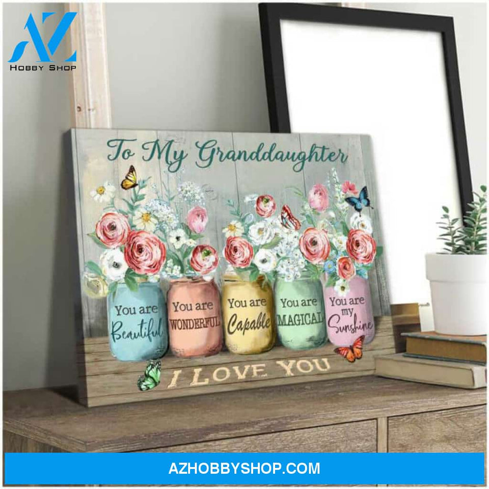 Beautiful Butterfly Canvas To My Granddaughter I Love You Wall Art Decor
