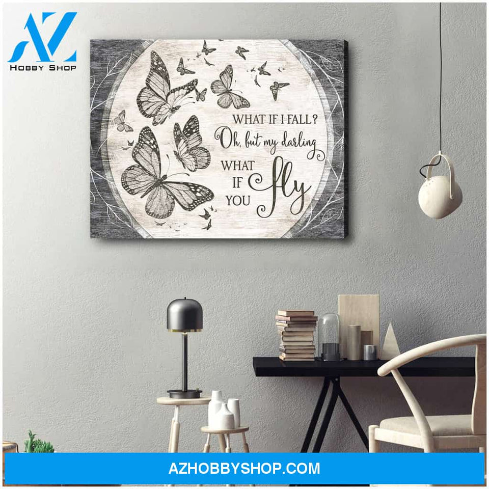 Eviral Store Beautiful Butterfly Canvas What If You Fly Wall Art Decor – Butterfly Canvas Print Wall Art