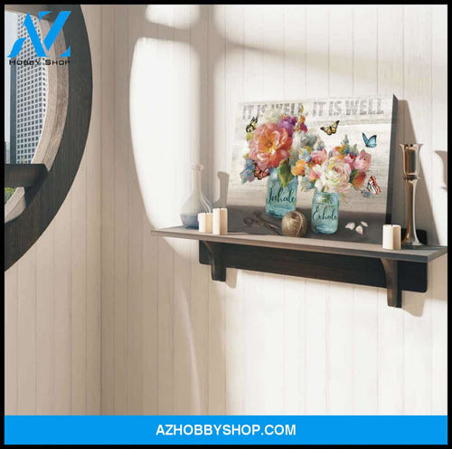 Beautiful Butterfly Flower Canvas Inhale Exhale Wall Art Decor