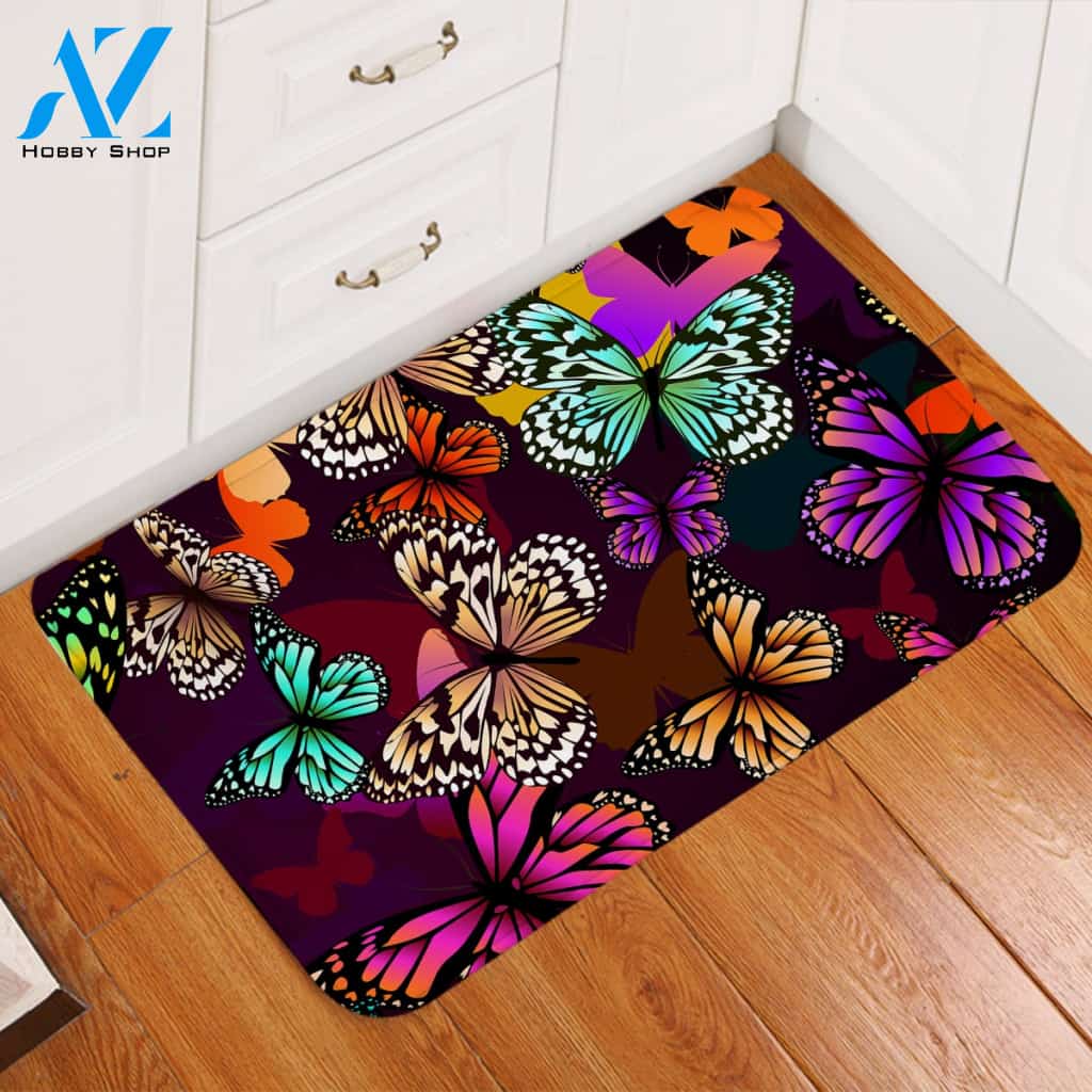 Beautiful Camouflage Butterflies Door Mat