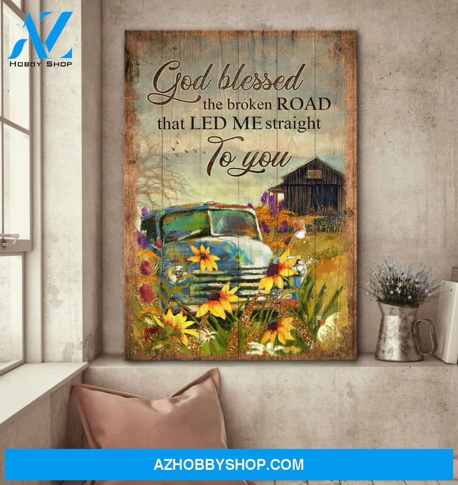 Beautiful Car - God blessed the road that led me to you - Couple Portrait Canvas Prints - Wall Art