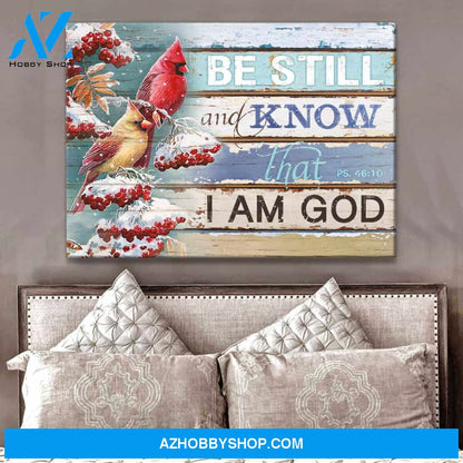 Beautiful Cardinal Canvas Be Still And Know That I Am God Wall Art Decor