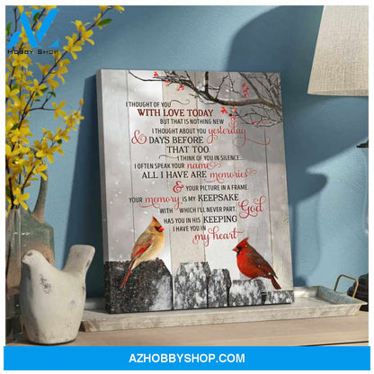 Beautiful Cardinal Canvas I Thought Of You Wall Art Decor