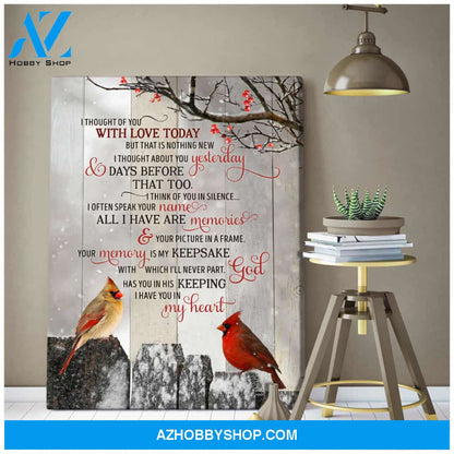 Beautiful Cardinal Canvas I Thought Of You Wall Art Decor