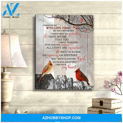 Beautiful Cardinal Canvas I Thought Of You Wall Art Decor
