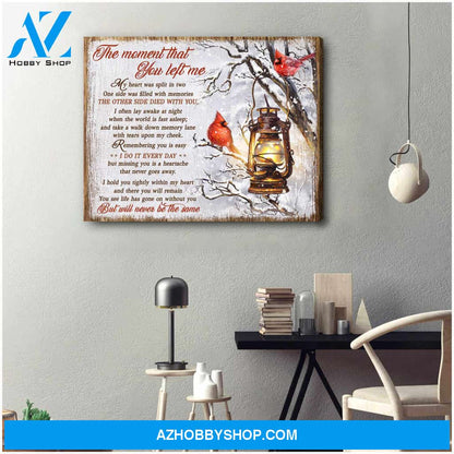 Beautiful Cardinal Canvas The Moment That You Left Me Bereavement Wall Art Decor