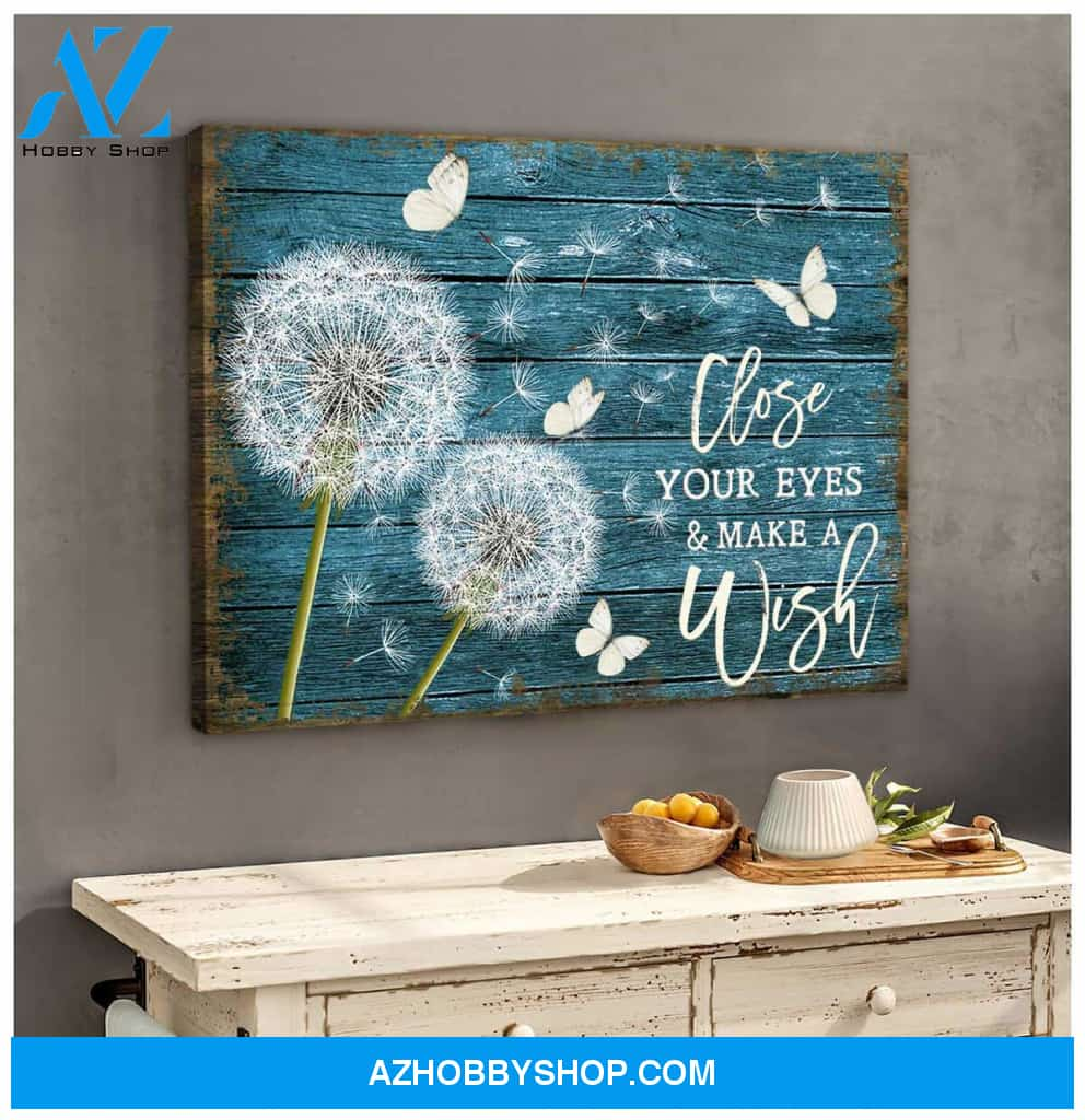 Eviral Store Beautiful Dandelion And Butterfly Close Your Eyes And Make A Wish Canvas Wall Art Decor – Butterfly Canvas Print Wall Art