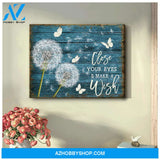 Beautiful Dandelion and Butterfly Close your eyes and Make a wish Canvas Wall Art Decor