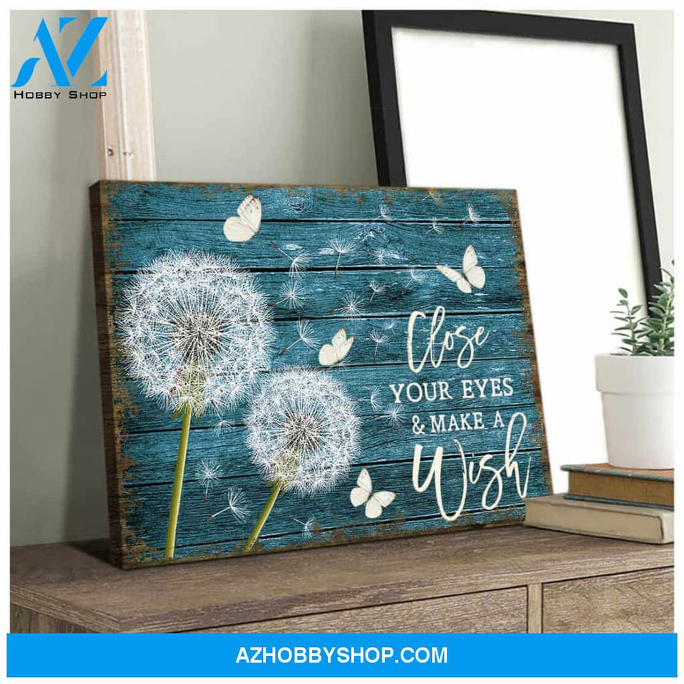 Beautiful Dandelion and Butterfly Close your eyes and Make a wish Canvas Wall Art Decor