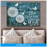 Beautiful Dandelion and Butterfly Close your eyes and Make a wish Canvas Wall Art Decor