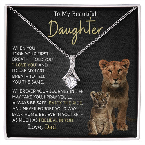 Beautiful Daughter Enjoy The Ride Alluring Beauty Petite Ribbon Necklace