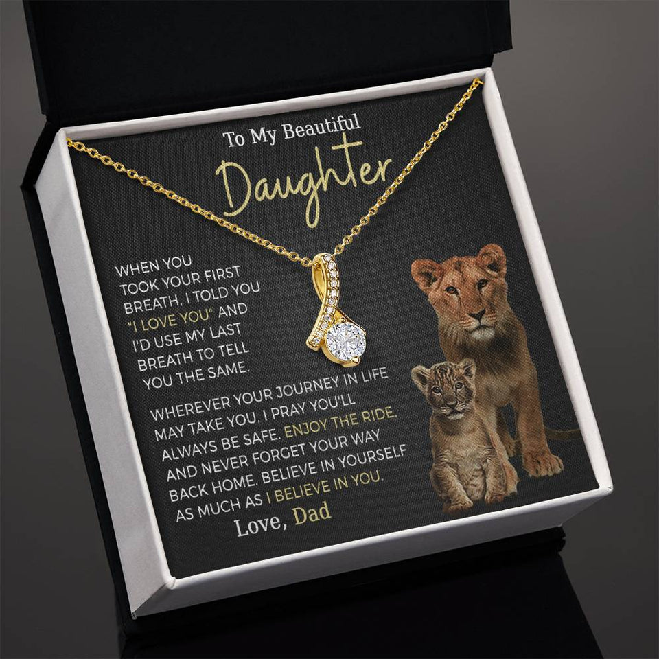 Beautiful Daughter Enjoy The Ride Alluring Beauty Petite Ribbon Necklace