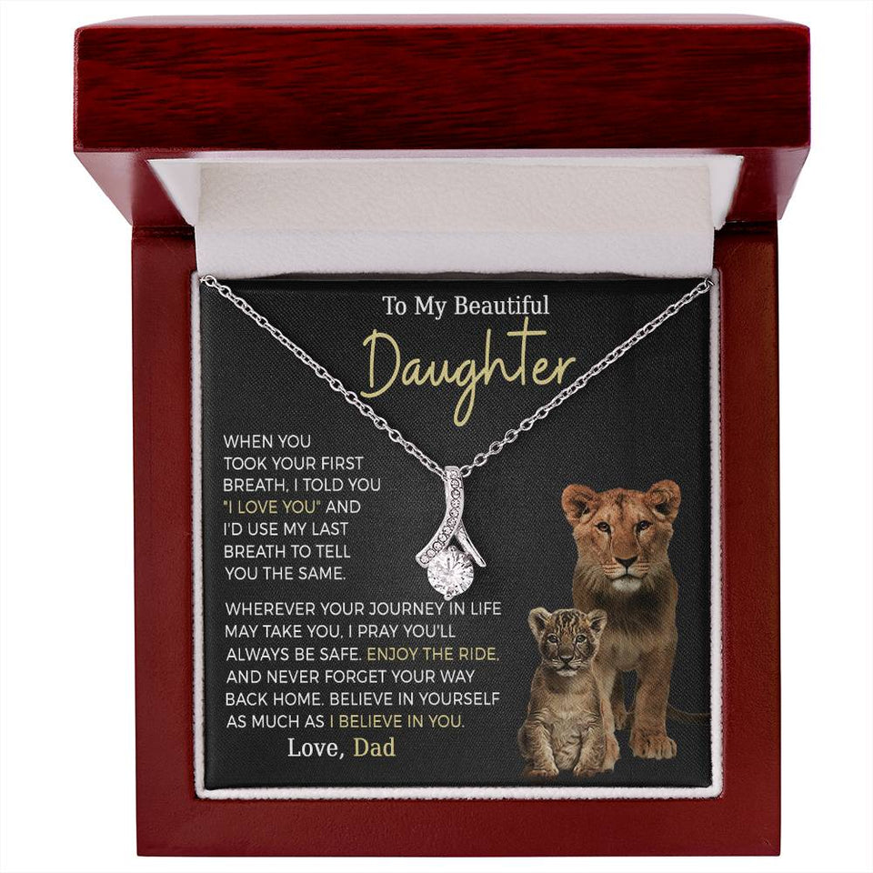 Beautiful Daughter Enjoy The Ride Alluring Beauty Petite Ribbon Necklace
