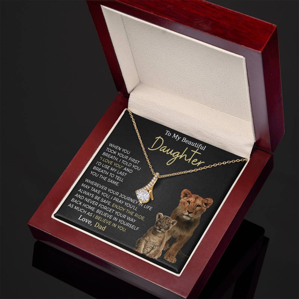 Beautiful Daughter Enjoy The Ride Alluring Beauty Petite Ribbon Necklace