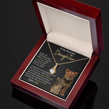 Beautiful Daughter Enjoy The Ride Alluring Beauty Petite Ribbon Necklace