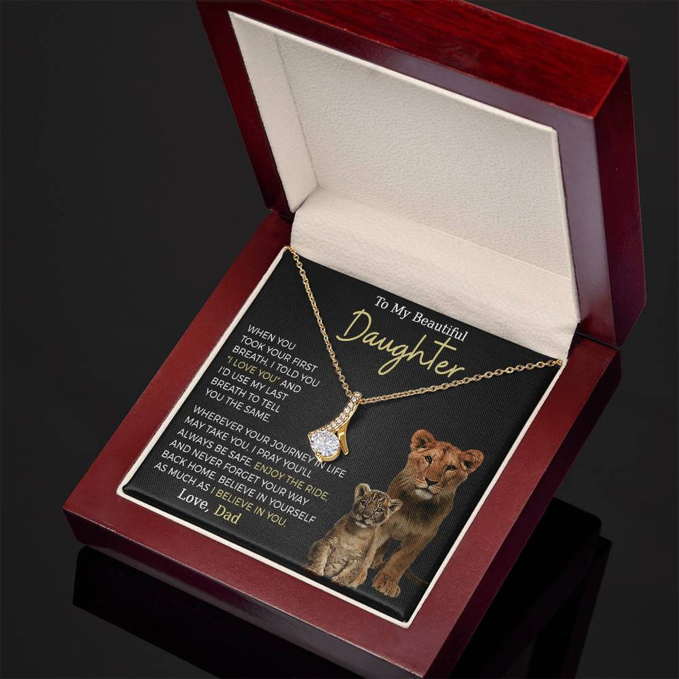 Beautiful Daughter Enjoy The Ride Alluring Beauty Petite Ribbon Necklace