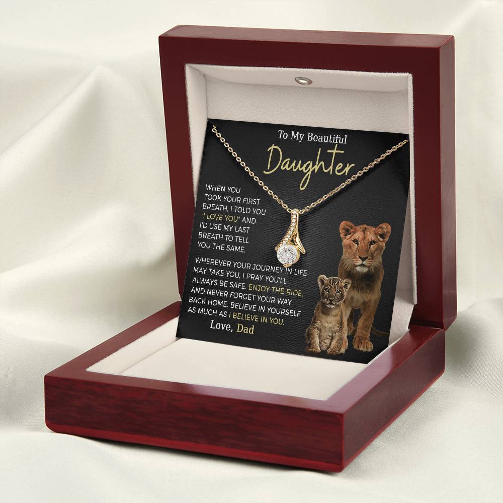 Beautiful Daughter Enjoy The Ride Alluring Beauty Petite Ribbon Necklace