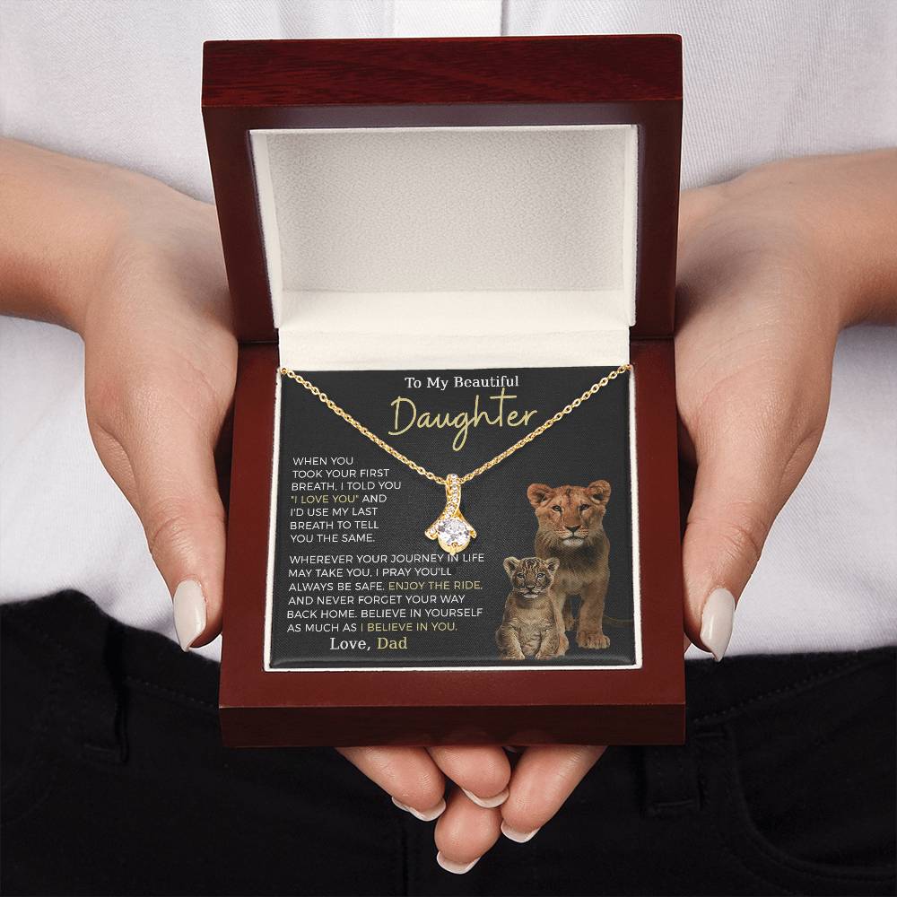 Beautiful Daughter Enjoy The Ride Alluring Beauty Petite Ribbon Necklace