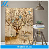Beautiful Deer And Butterfly Canvas Decor, Wall Decor Visual Art