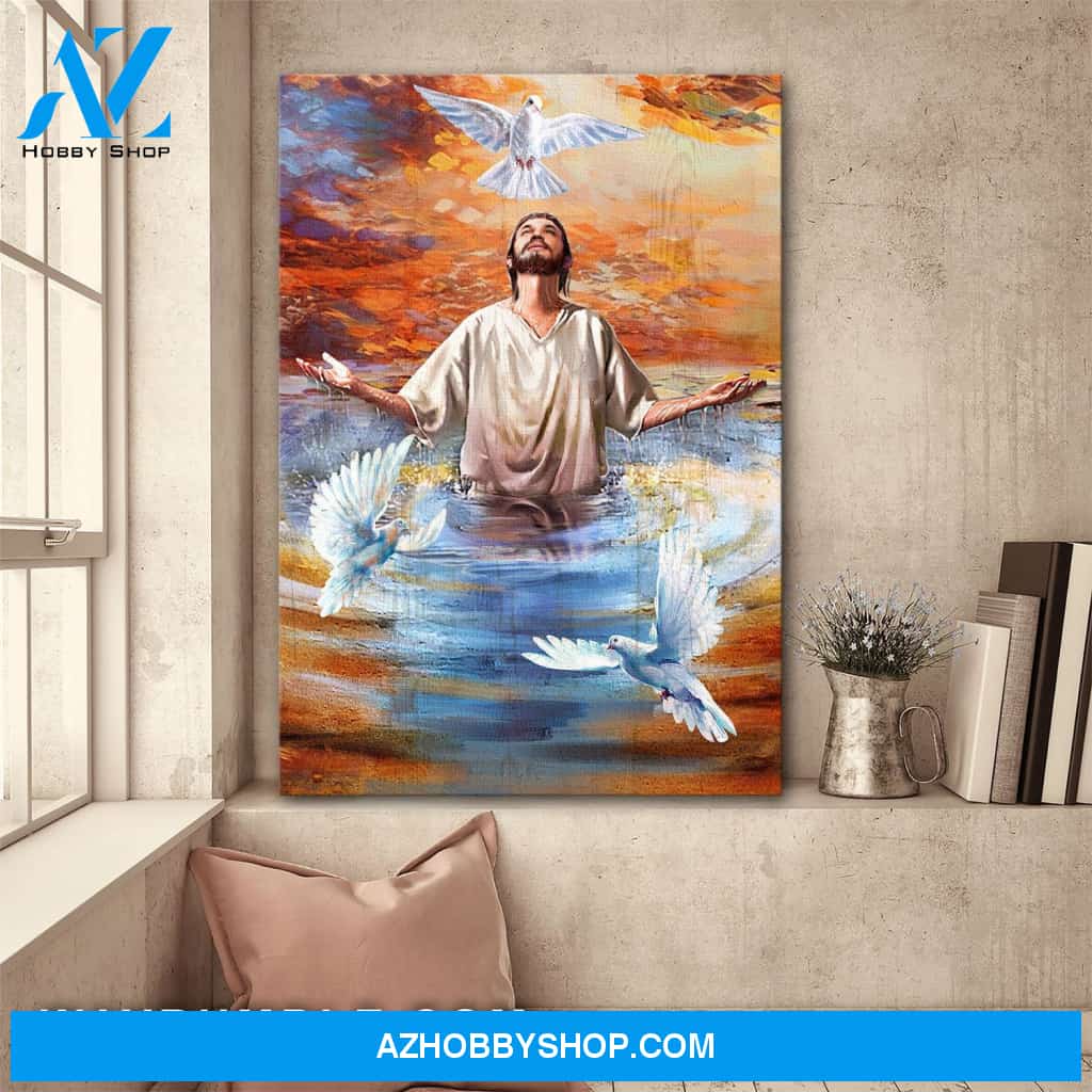 Beautiful doves - Baptism - Jesus Portrait Canvas Prints, Wall Art