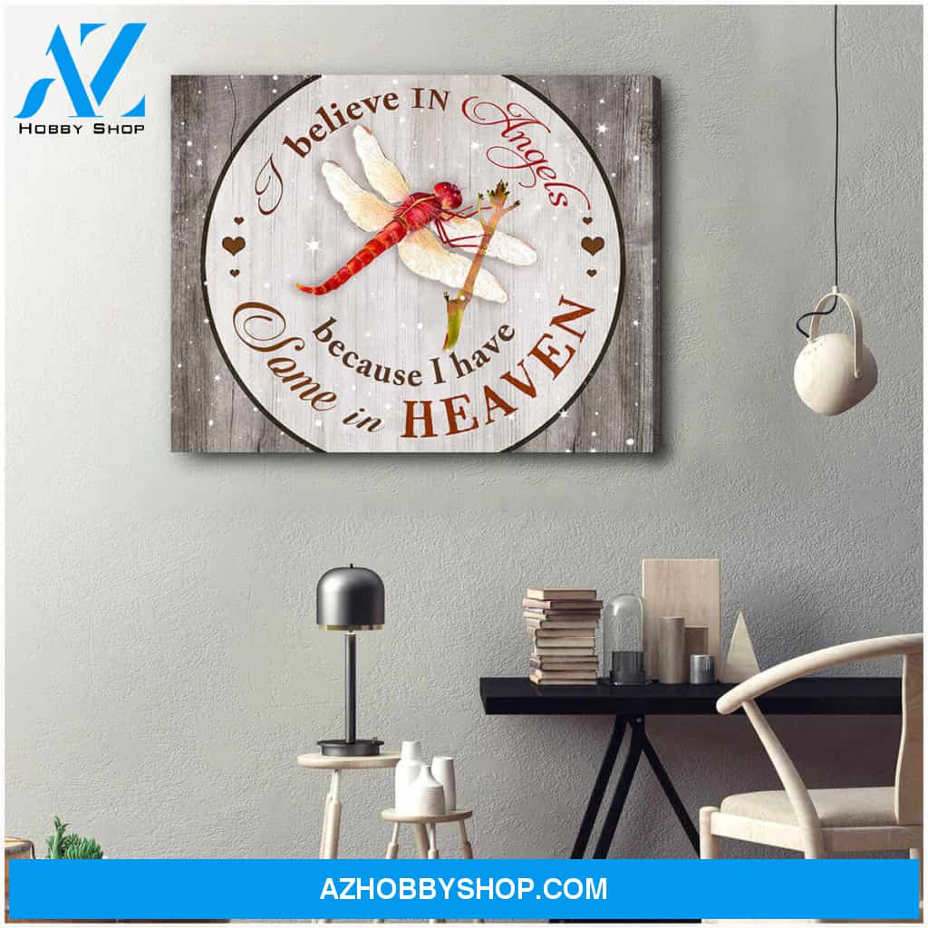 Beautiful Dragonfly Canvas I Believe In Angels Wall Art Decor