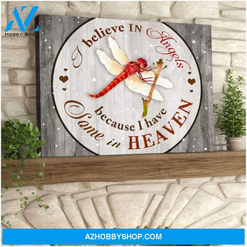 Beautiful Dragonfly Canvas I Believe In Angels Wall Art Decor | Moosfy Wrap Canvas Ready To Hang