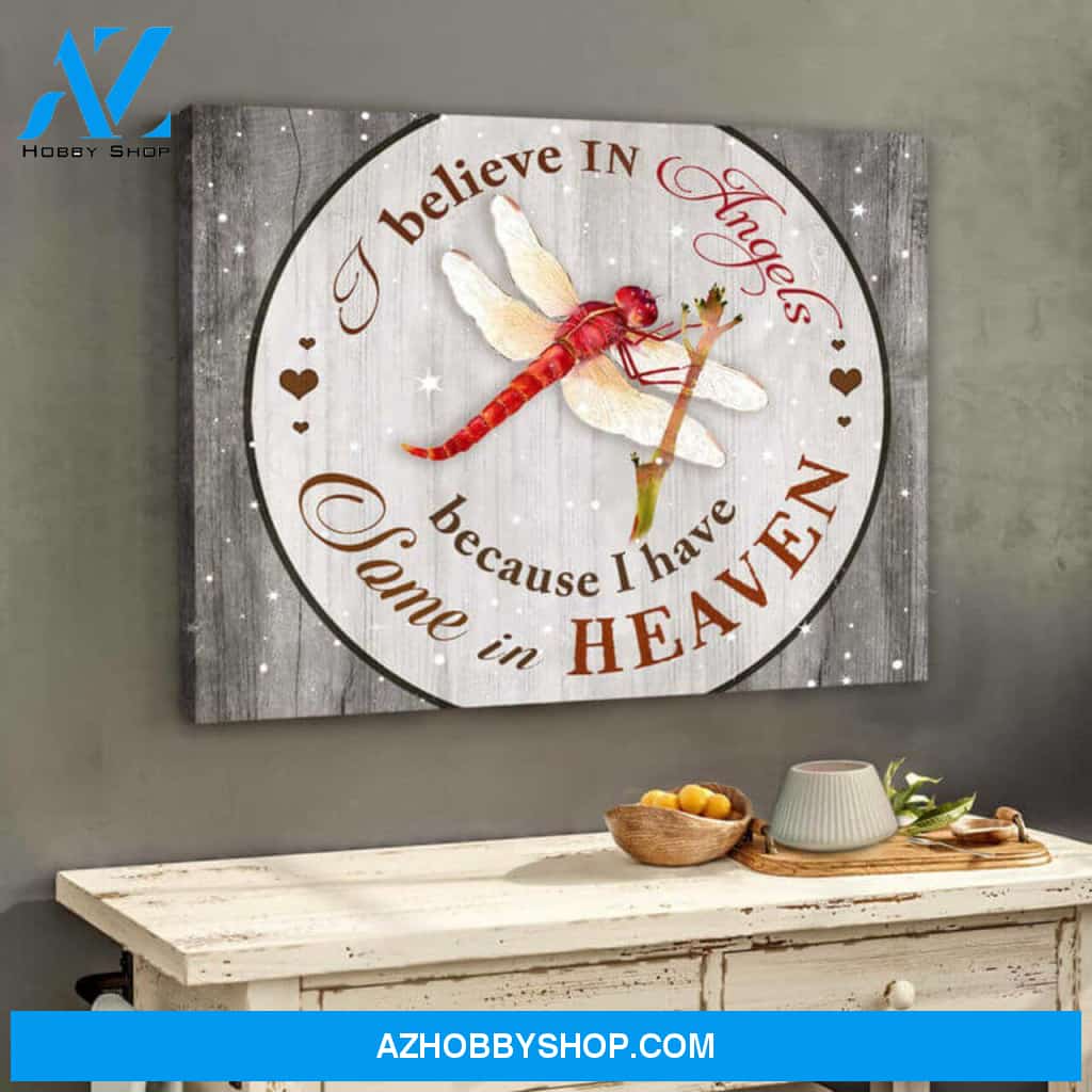 Beautiful Dragonfly Canvas I Believe In Angels Wall Art Decor | Moosfy Wrap Canvas Ready To Hang