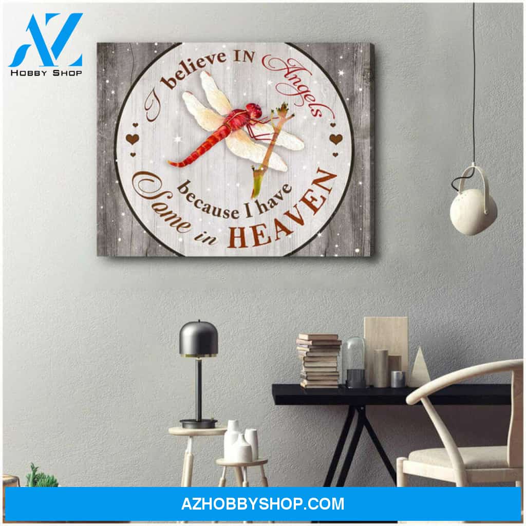 Beautiful Dragonfly Canvas I Believe In Angels Wall Art Decor | Moosfy Wrap Canvas Ready To Hang