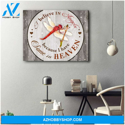 Beautiful Dragonfly Canvas I Believe In Angels Wall Art Decor | Moosfy Wrap Canvas Ready To Hang
