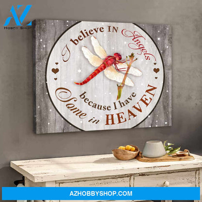 Beautiful Dragonfly Canvas I Believe In Angels Wall Art Decor