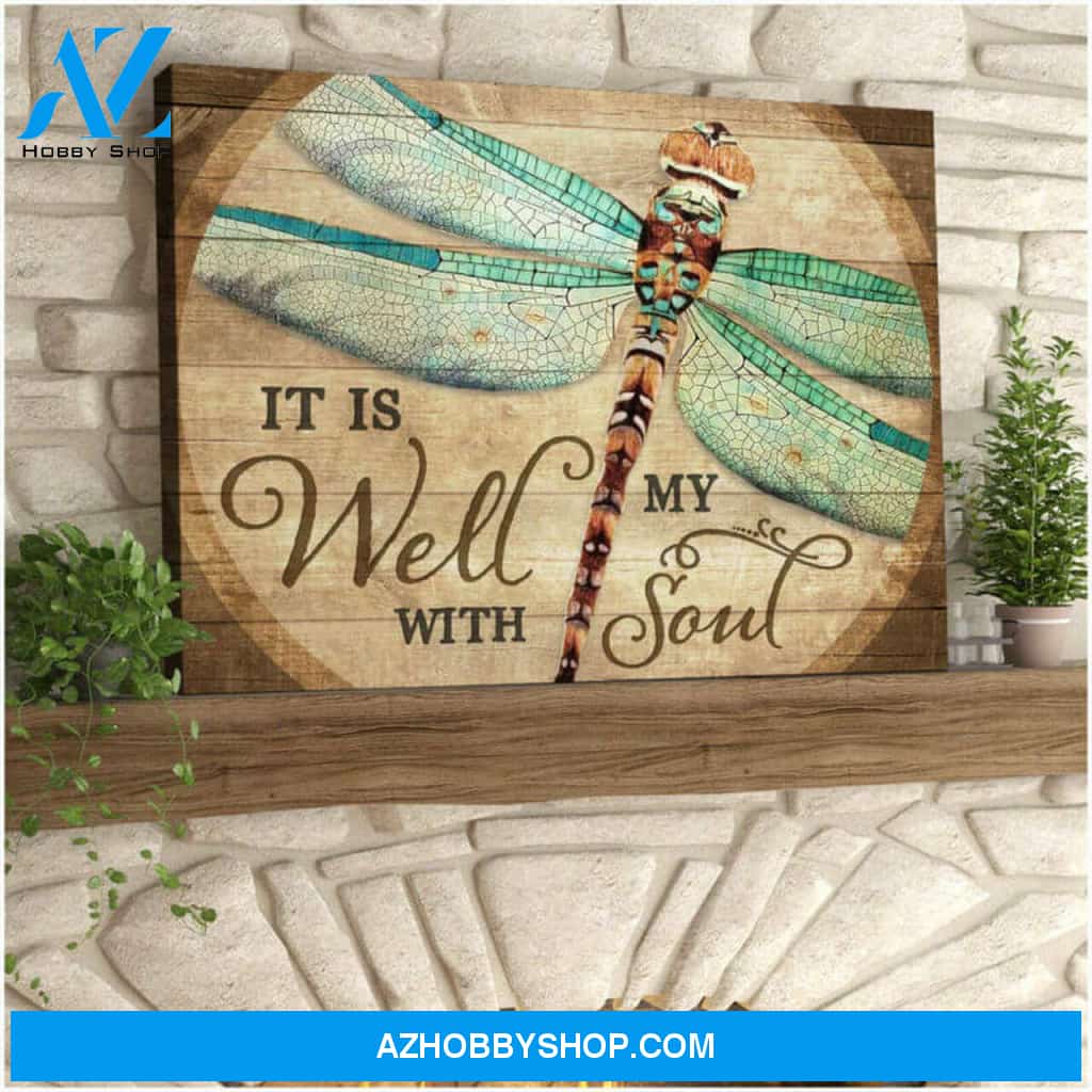 Beautiful Dragonfly Canvas It Is Well With My Soul Wall Art Decor | Moosfy Wrap Canvas Ready To Hang