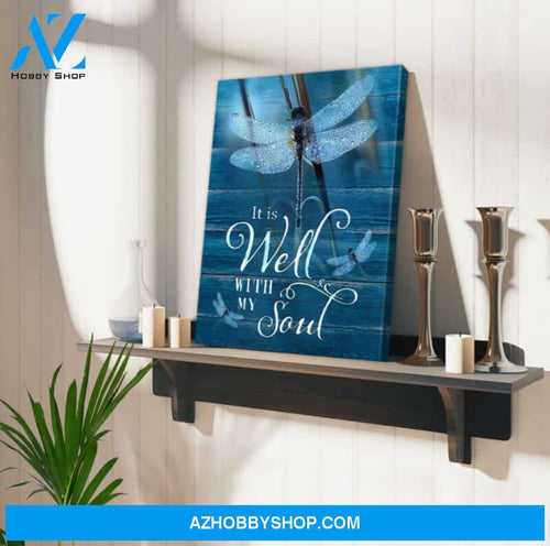 Ohcanvas Beautiful Dragonfly Canvas It Is Well With My Soul Wall Art Decor
