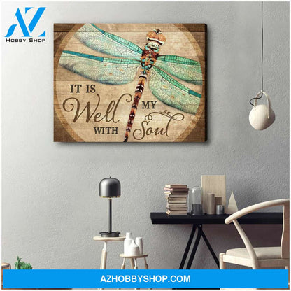 Beautiful Dragonfly Canvas It Is Well With My Soul Wall Art Decor