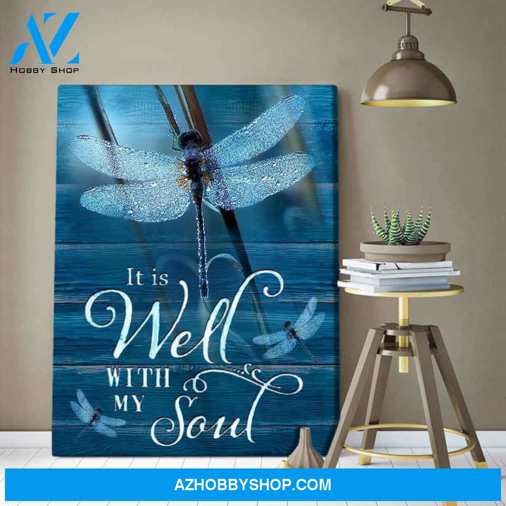 Beautiful Dragonfly Canvas It Is Well With My Soul Wall Art Decor