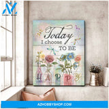 Beautiful Dragonfly Canvas Today I Choose To Be Happy Wall Art Decor