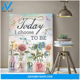 Beautiful Dragonfly Canvas Today I Choose To Be Happy Wall Art Decor
