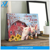 Beautiful Farm and Pig Canvas I love you to the Farm Wall Art Decor