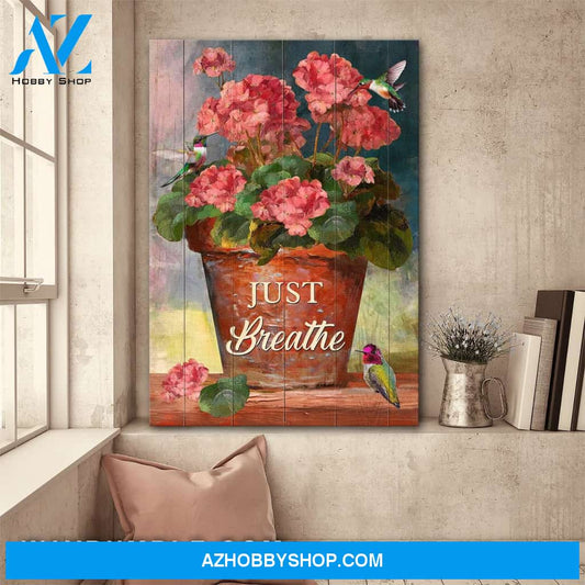 Beautiful flowerpot - Just breathe Jesus Portrait Canvas Prints, Wall Art