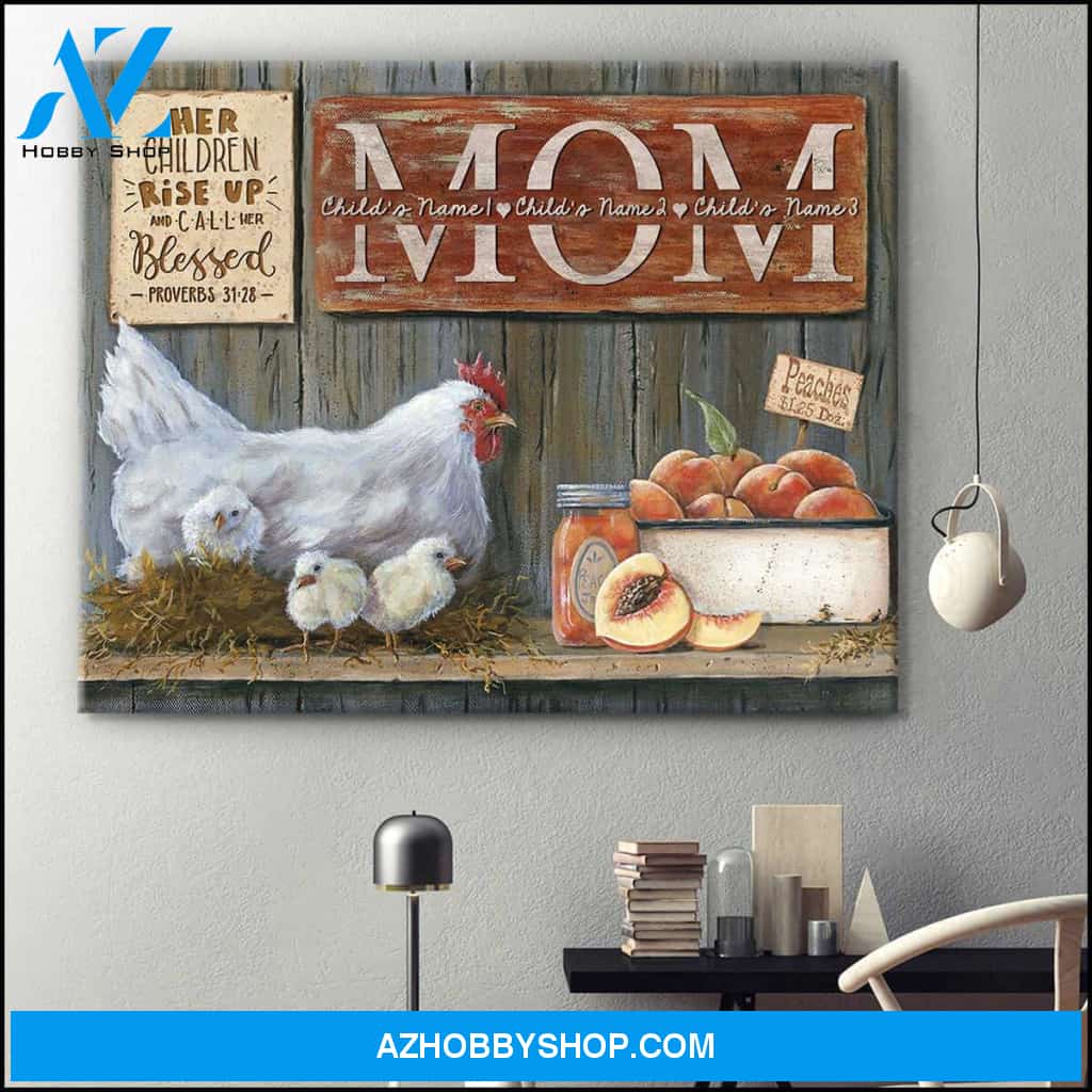 Beautiful Hen and Chicks Her Children Rise Up and Call Her Blessed Canvas And Poster,Canvas Prints,Wall Decor Visual Art