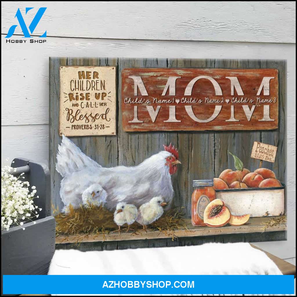 Beautiful Hen and Chicks Her Children Rise Up and Call Her Blessed Canvas And Poster,Canvas Prints,Wall Decor Visual Art