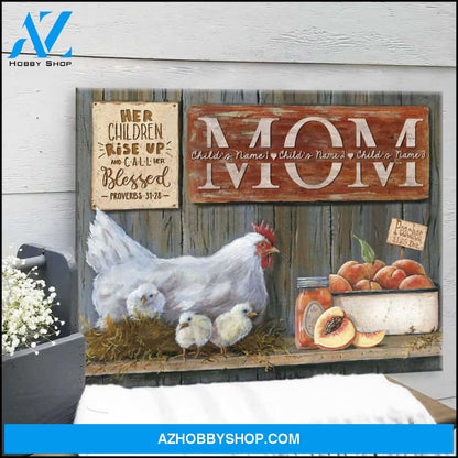 Beautiful Hen and Chicks Her Children Rise Up and Call Her Blessed Canvas And Poster,Canvas Prints,Wall Decor Visual Art
