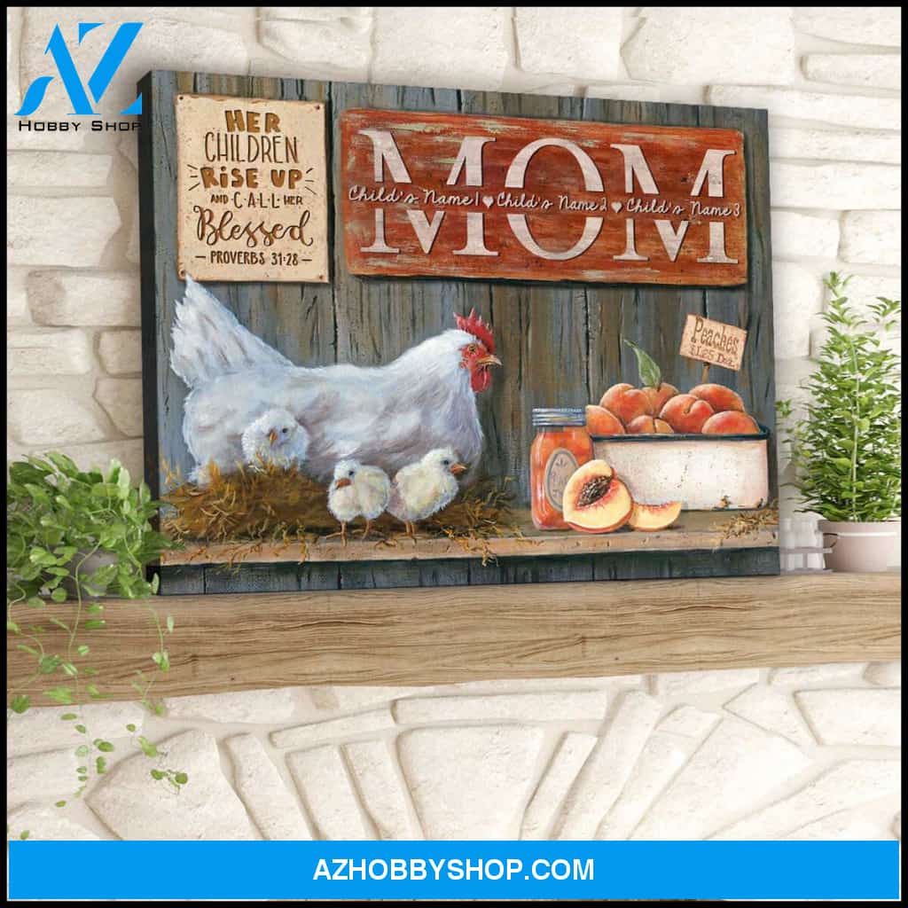Beautiful Hen and Chicks Her Children Rise Up and Call Her Blessed Canvas And Poster,Canvas Prints,Wall Decor Visual Art