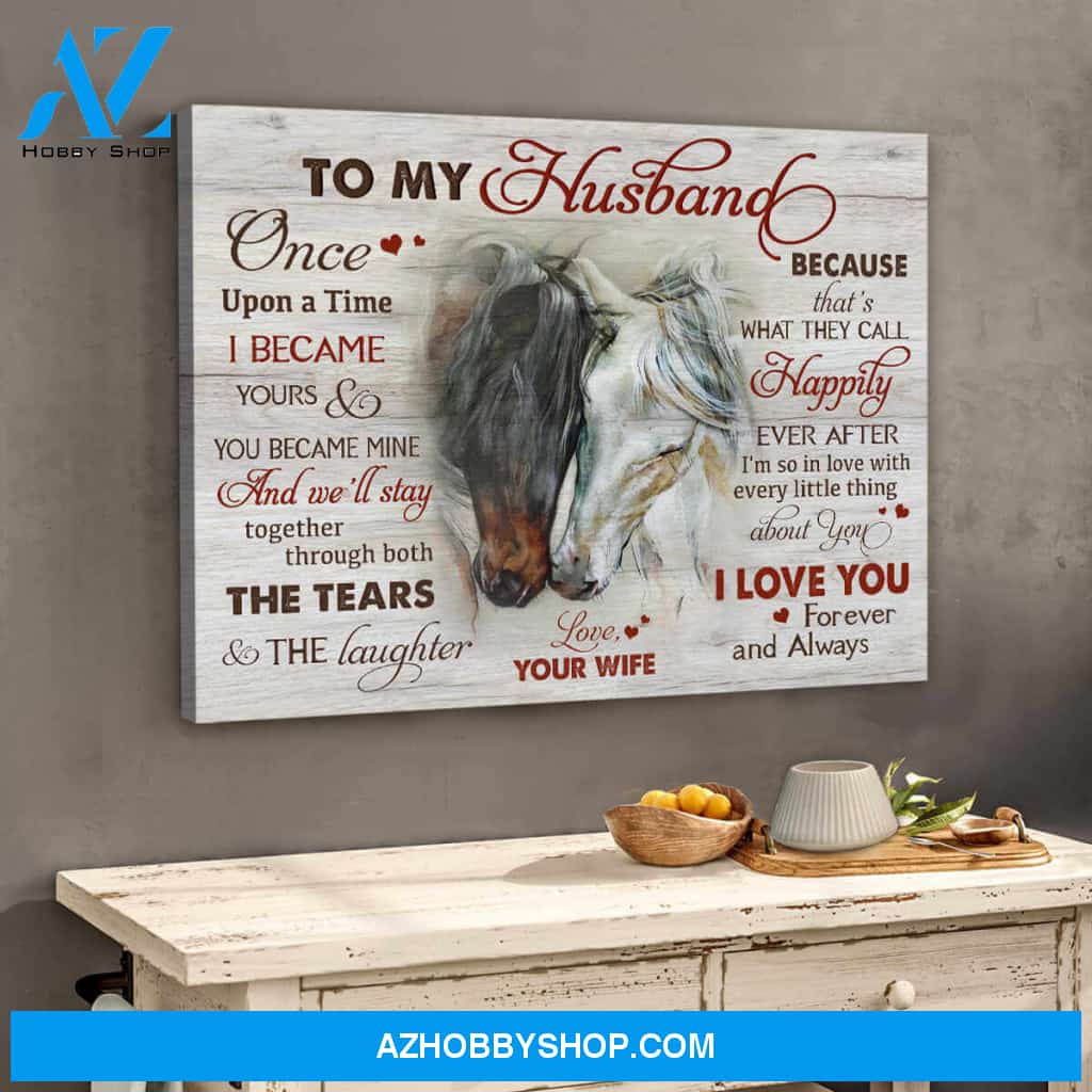 Beautiful Horse Canvas To my Husband Wall Art Decor, Wall Decor Visual Art
