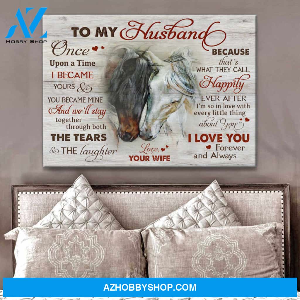 Beautiful Horse Canvas To my Husband Wall Art Decor, Wall Decor Visual Art